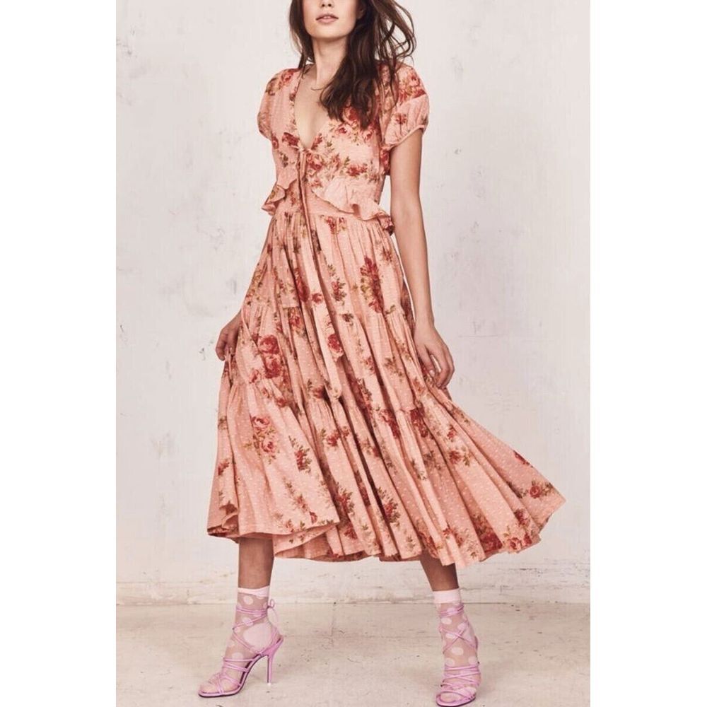 LoveShackFancy | Carlton Dress | Pink Lemonade Orange | Size 10